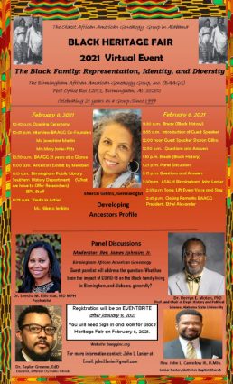Gallery 1 - BAAGG Meeting for February is the VIRTUAL 21ST ANNUAL BLACK HERITAGE FAIR - 2021