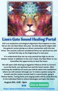 Lion's Gate Sound Healing Portal: August 8, 2021