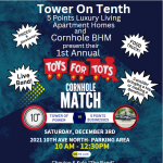 Tower On Tenth's 5 Points Cornhole Tournament to benefit Toys for Tots!
